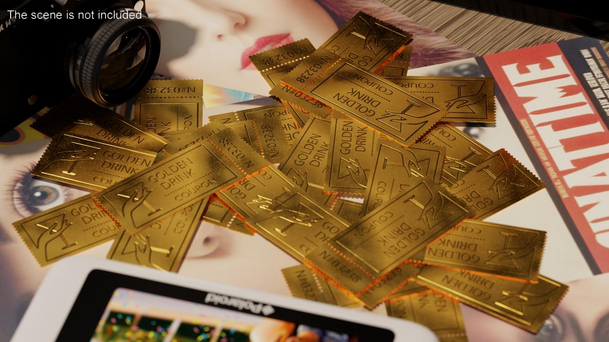 3D Drink Golden Coupon Ticket