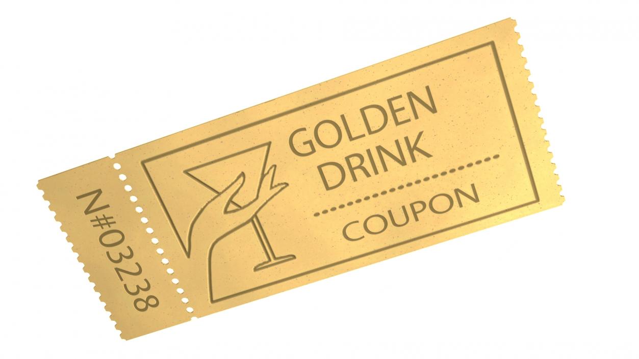 3D Drink Golden Coupon Ticket