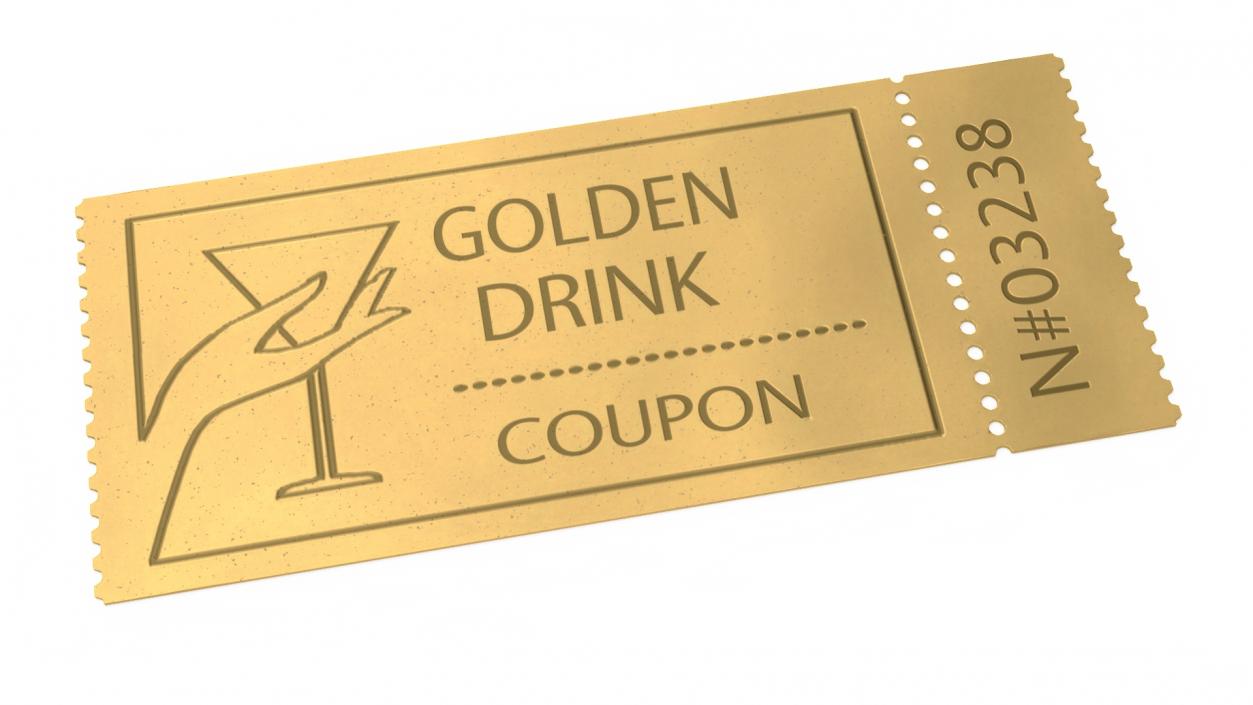 3D Drink Golden Coupon Ticket