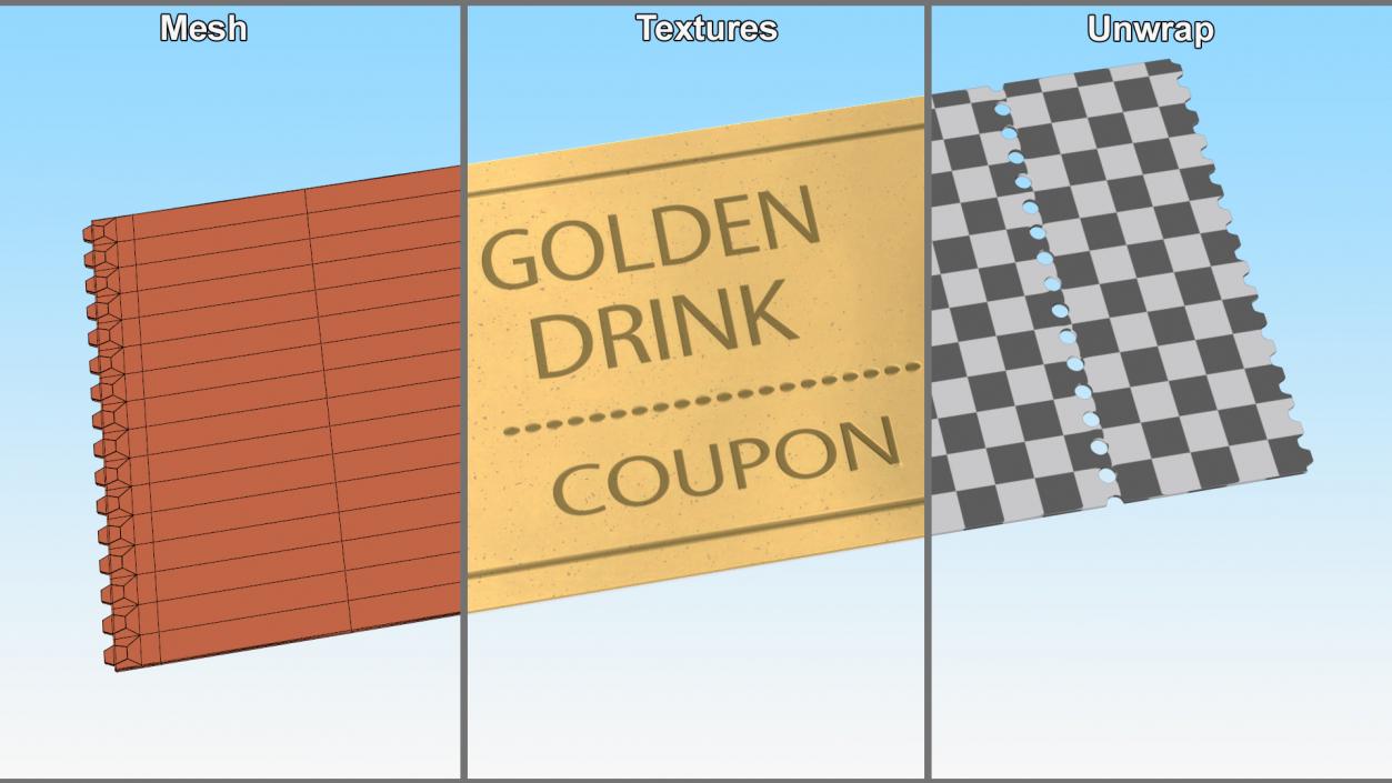 3D Drink Golden Coupon Ticket