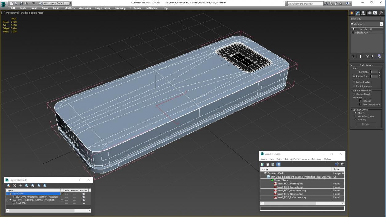 3D model SSD Drive Fingerprint Scanner Protection