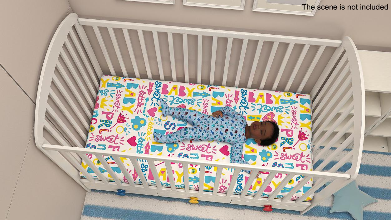 3D model Black Toddler Boy in Bed Standing Rigged