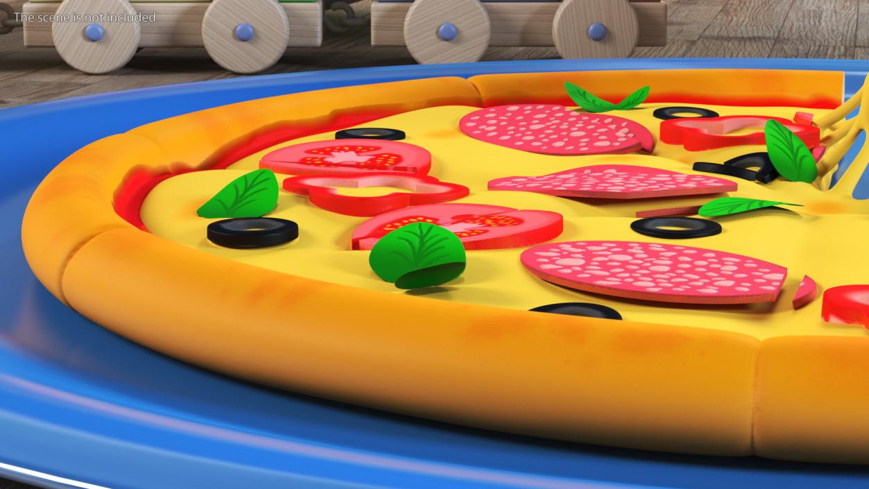 Cartoon Pizza with One Slice Taken 3D model