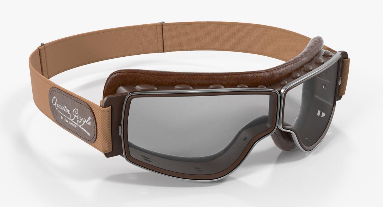 Brown Pilot Goggles 3D model