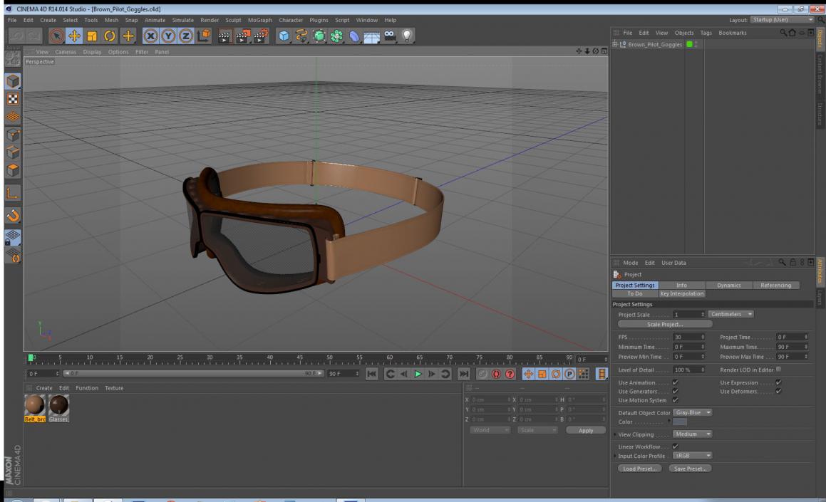 Brown Pilot Goggles 3D model