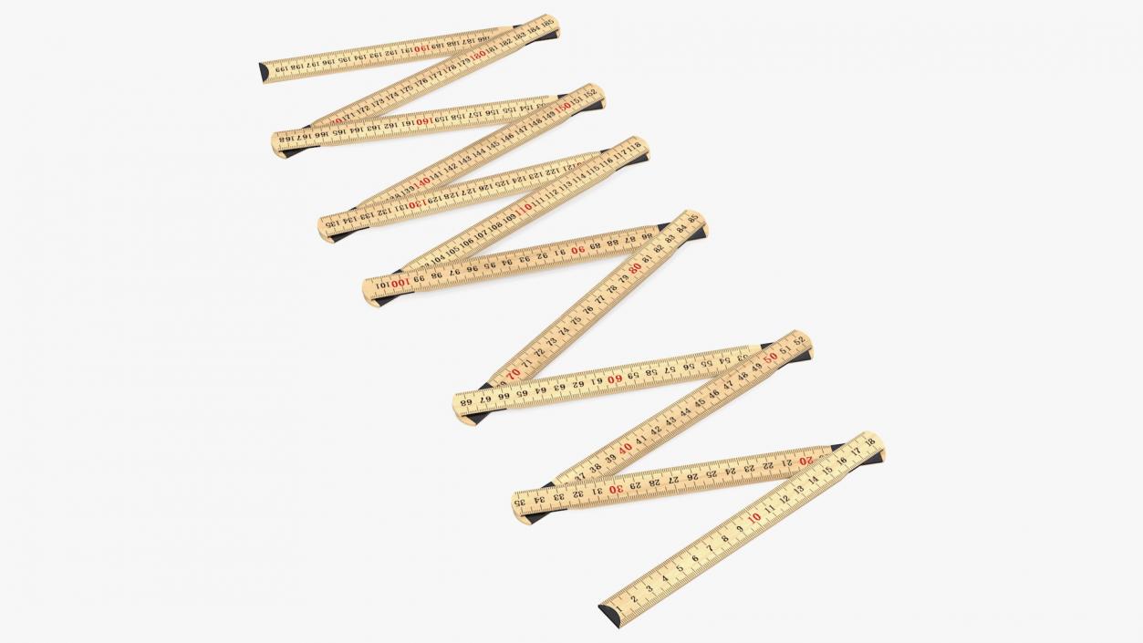 3D Folding Ruler with Metric Measurements model