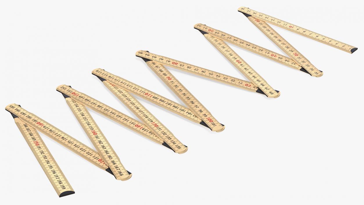 3D Folding Ruler with Metric Measurements model