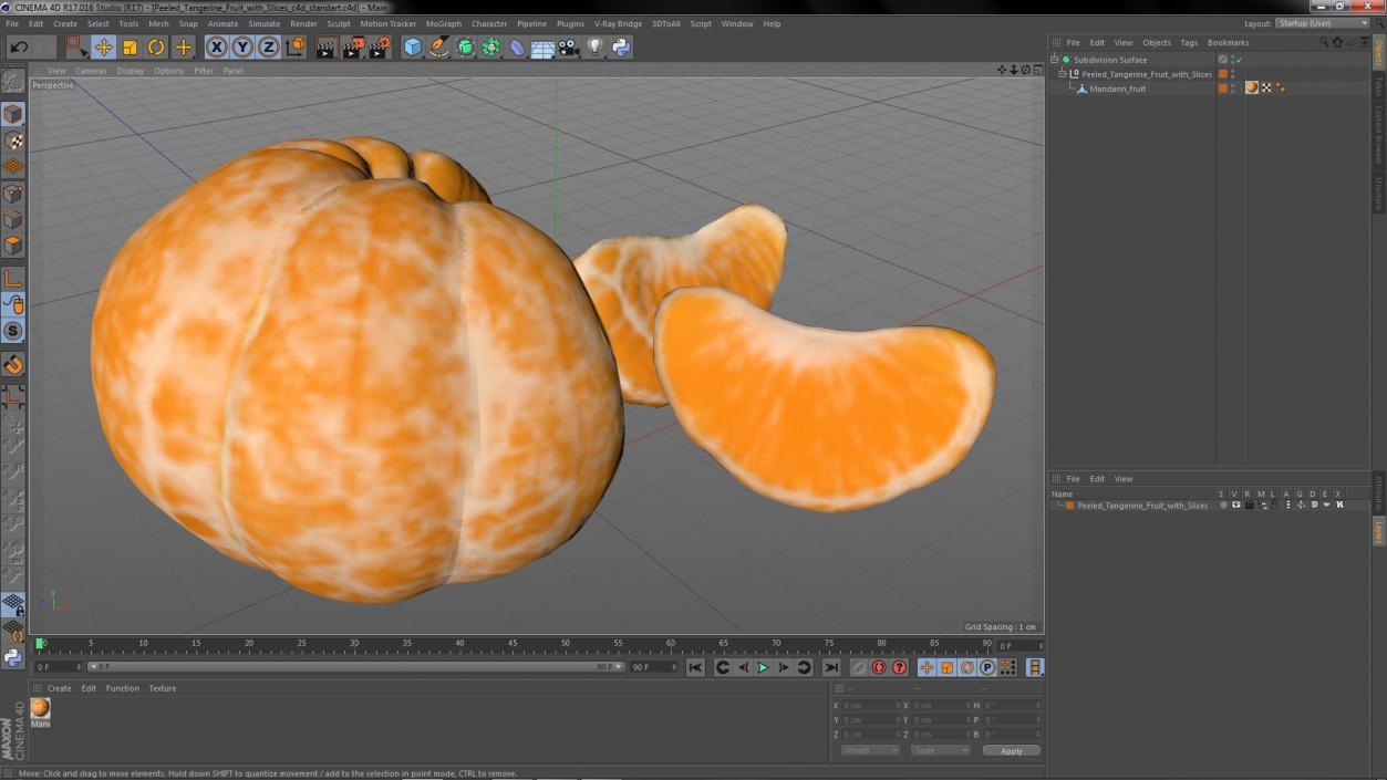 Peeled Tangerine Fruit with Slices 3D model