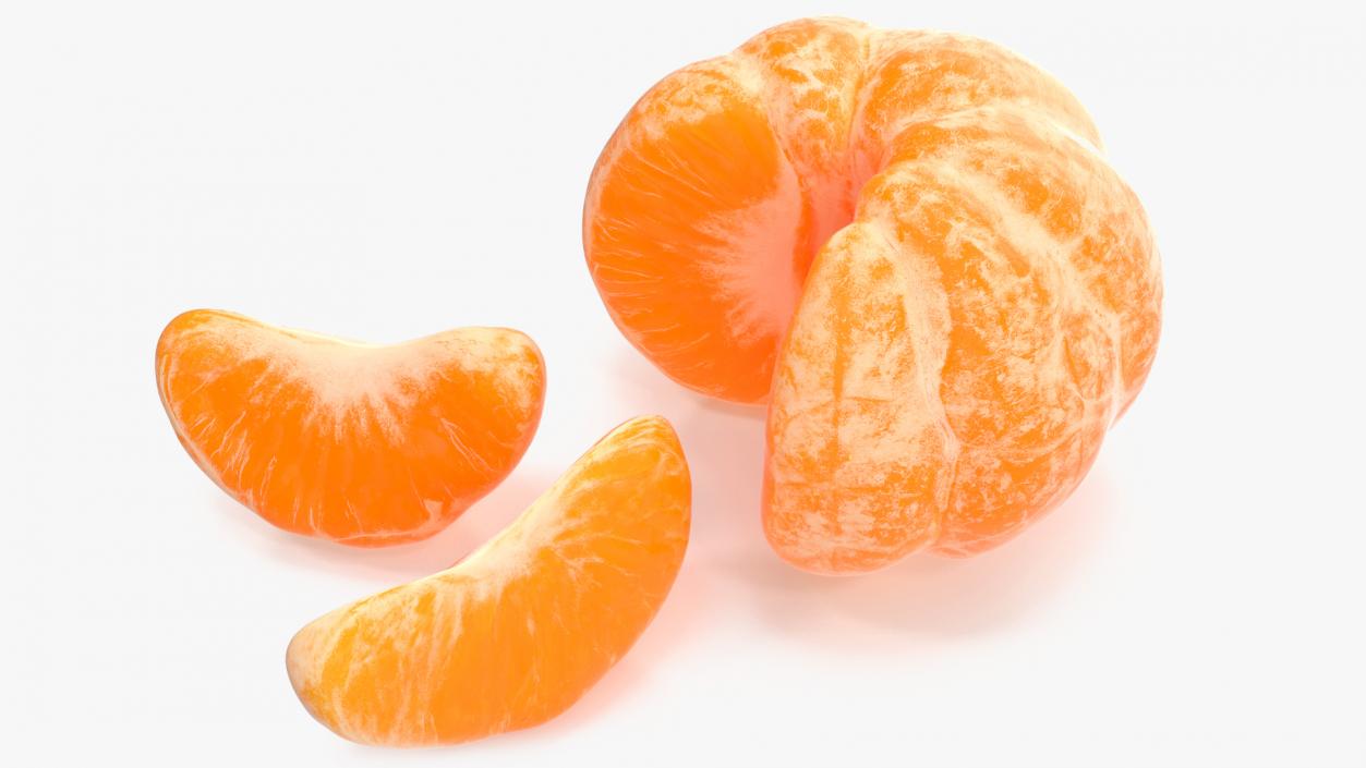 Peeled Tangerine Fruit with Slices 3D model