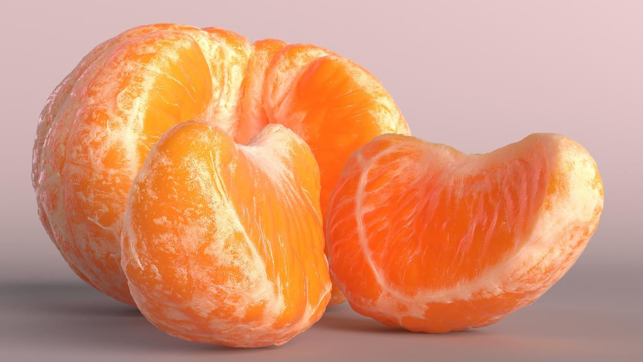 Peeled Tangerine Fruit with Slices 3D model