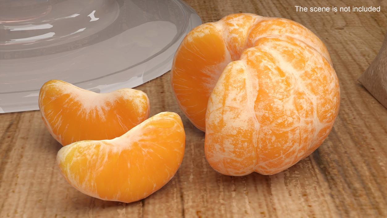 Peeled Tangerine Fruit with Slices 3D model