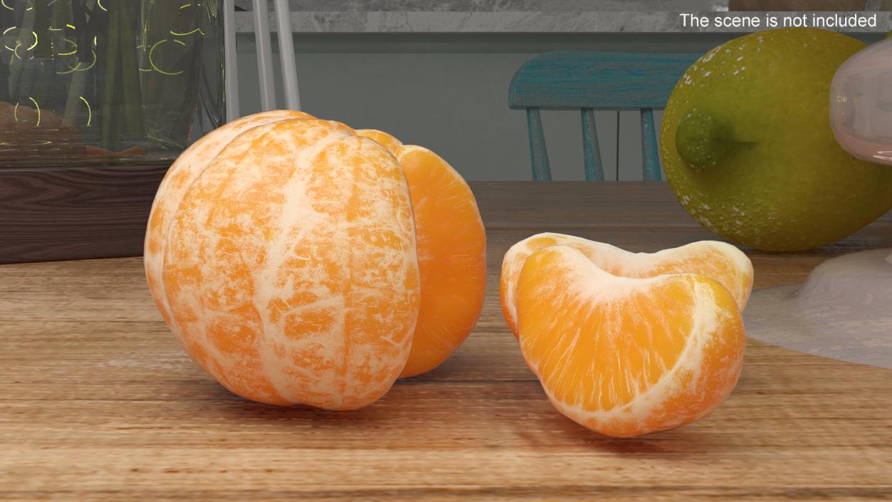 Peeled Tangerine Fruit with Slices 3D model