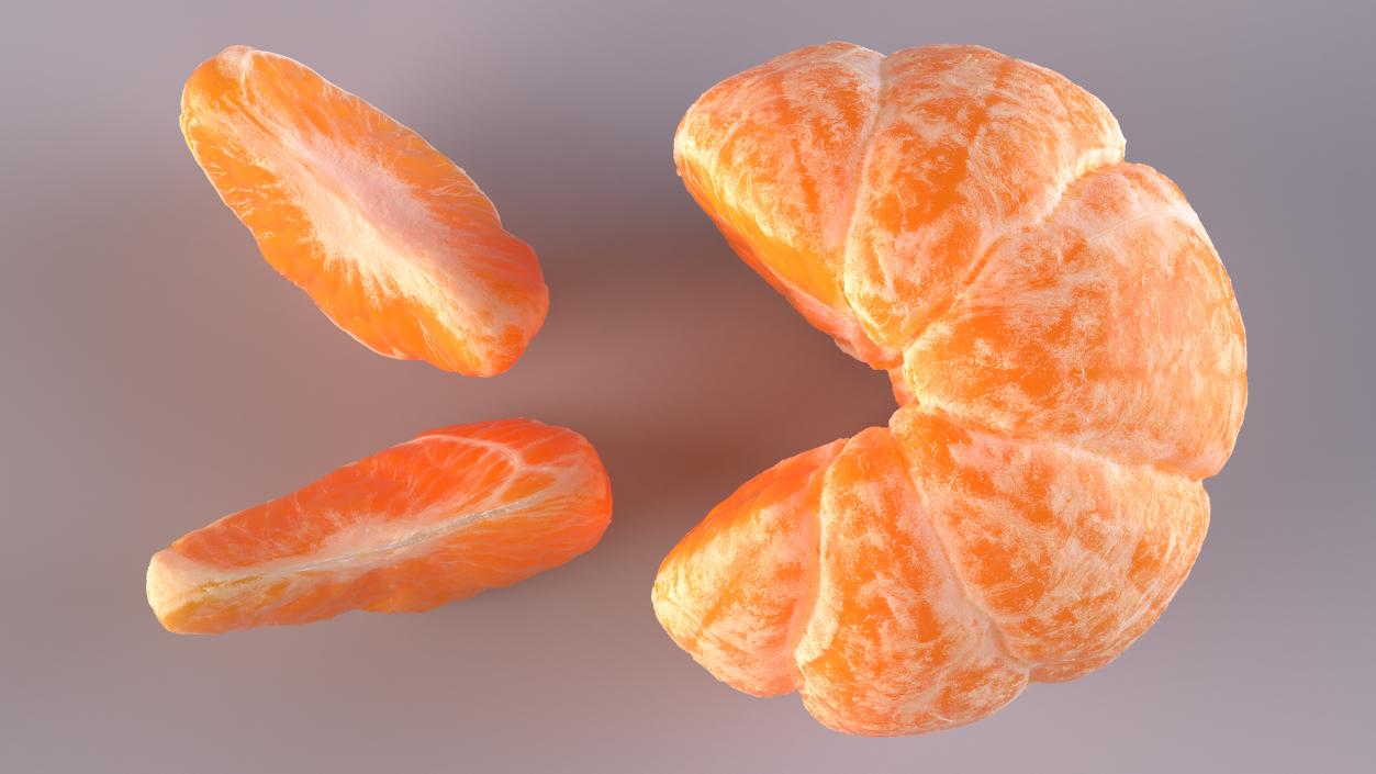 Peeled Tangerine Fruit with Slices 3D model