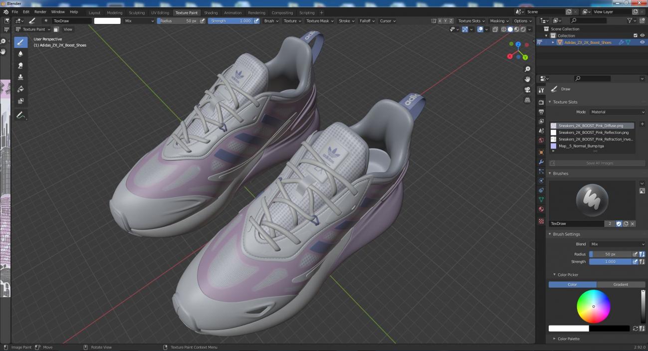 Adidas ZX 2K Boost Shoes 3D model