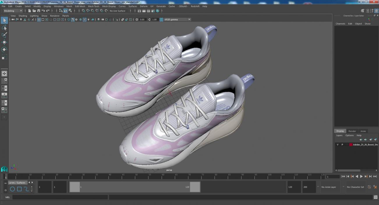 Adidas ZX 2K Boost Shoes 3D model