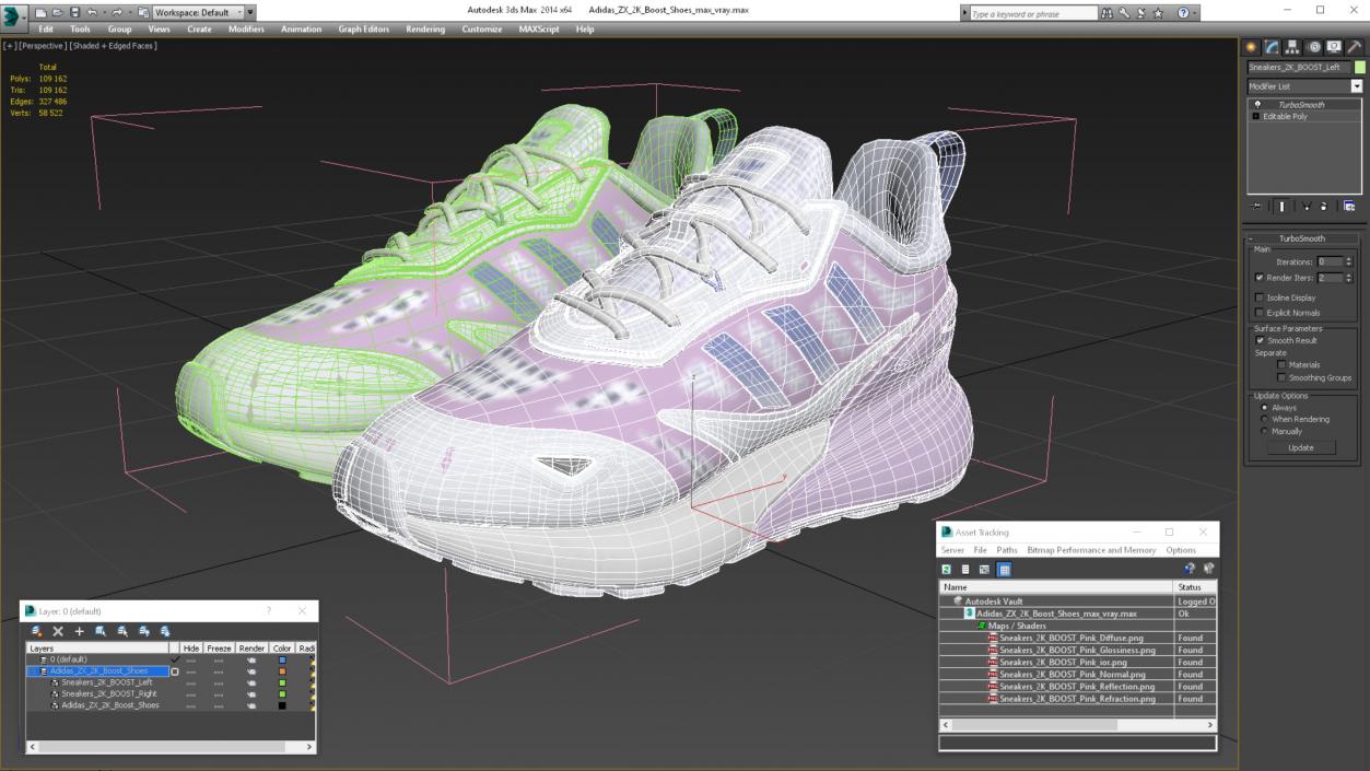 Adidas ZX 2K Boost Shoes 3D model