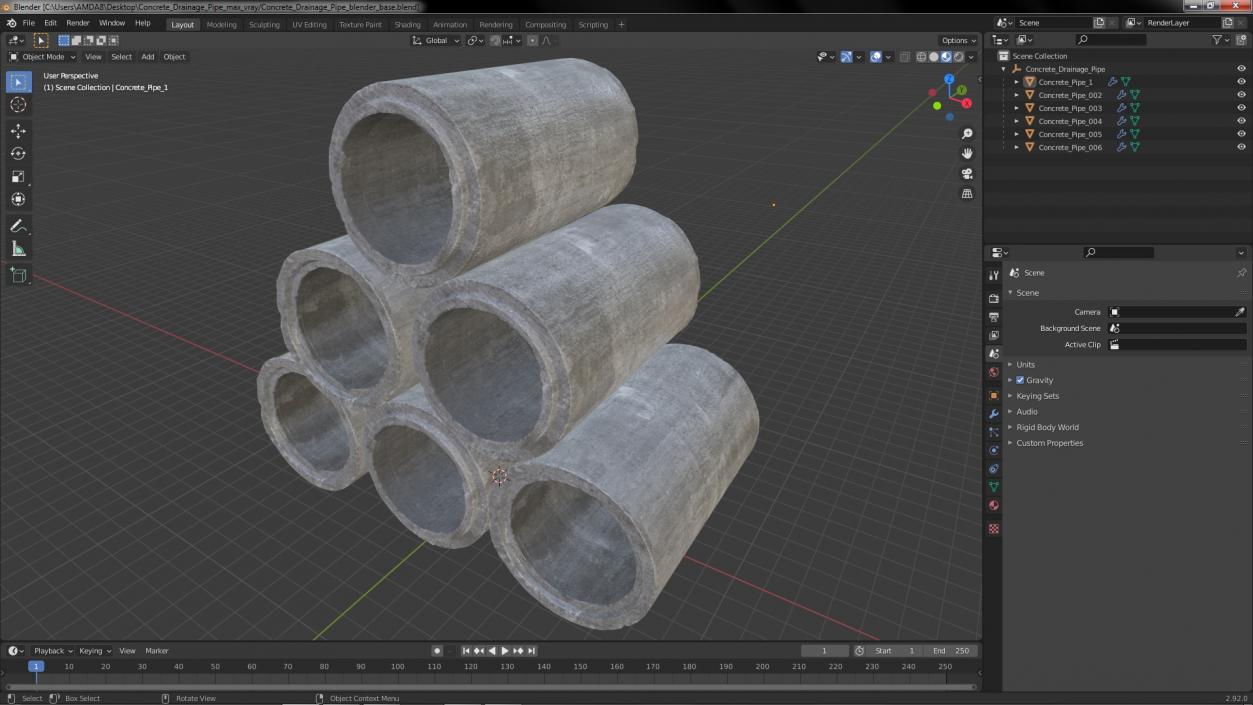 Concrete Drainage Pipe 3D