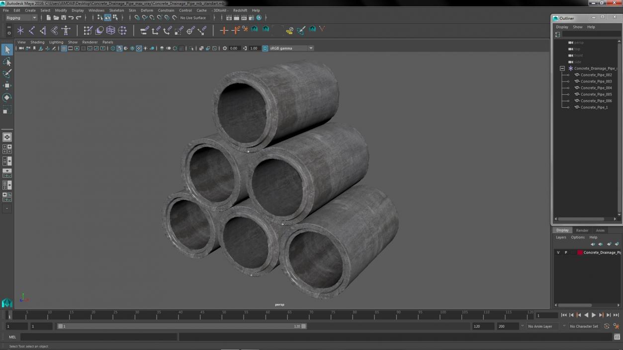 Concrete Drainage Pipe 3D