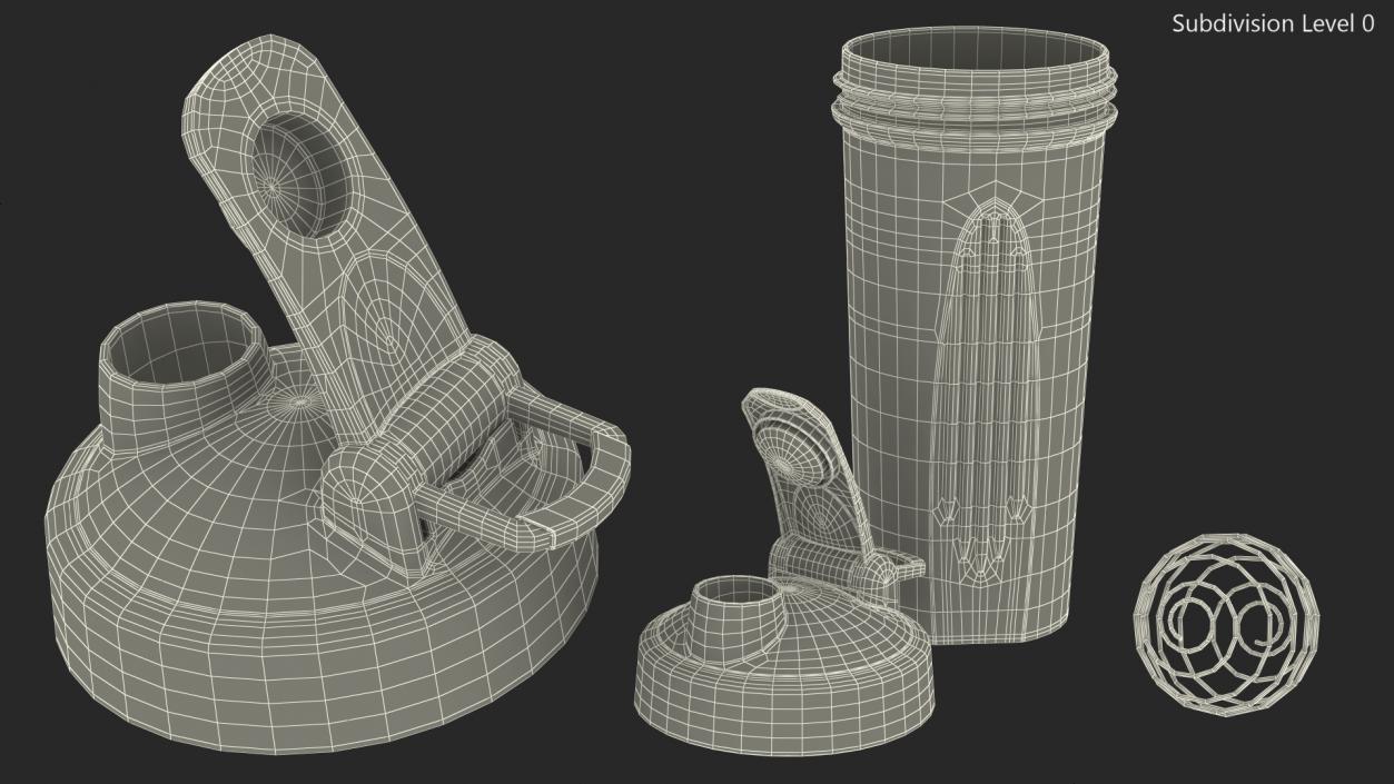 Protein Shaker Bottle Disassembled 3D model