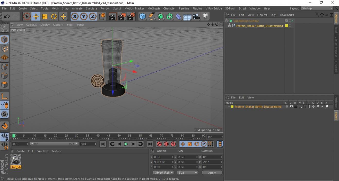 Protein Shaker Bottle Disassembled 3D model