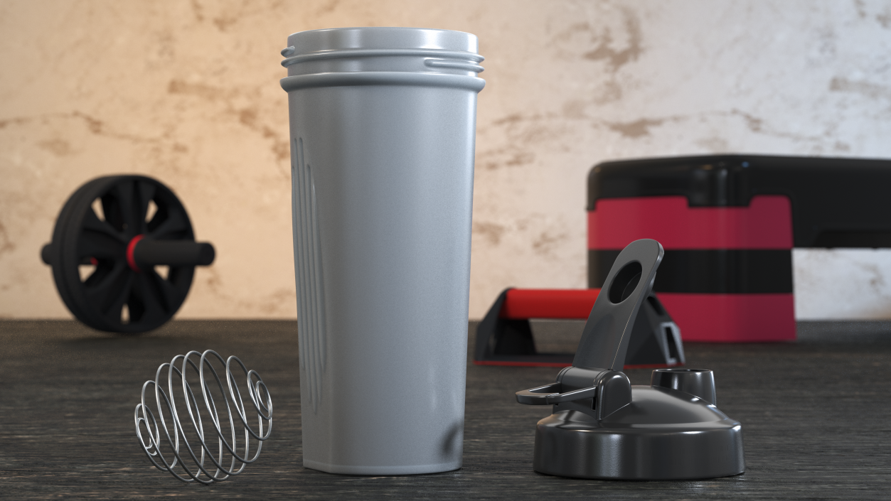 Protein Shaker Bottle Disassembled 3D model