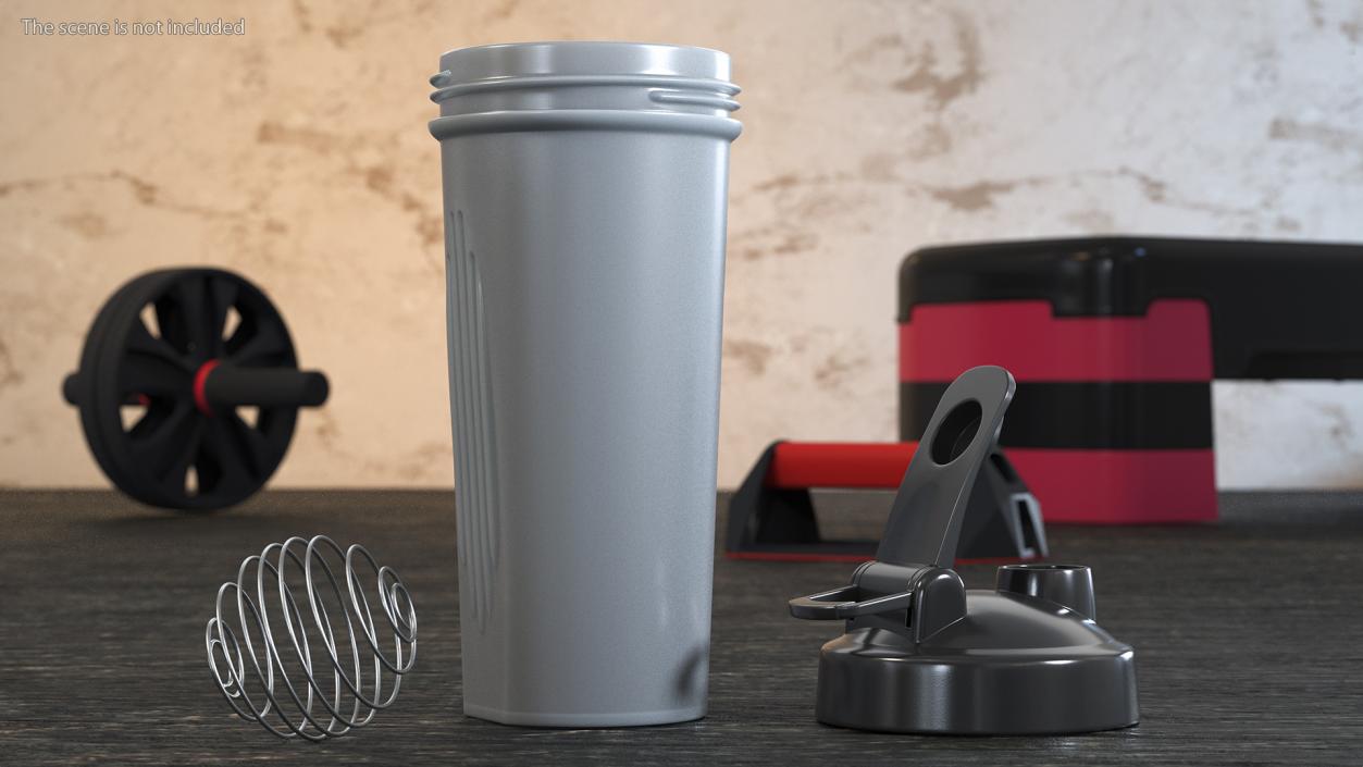 Protein Shaker Bottle Disassembled 3D model