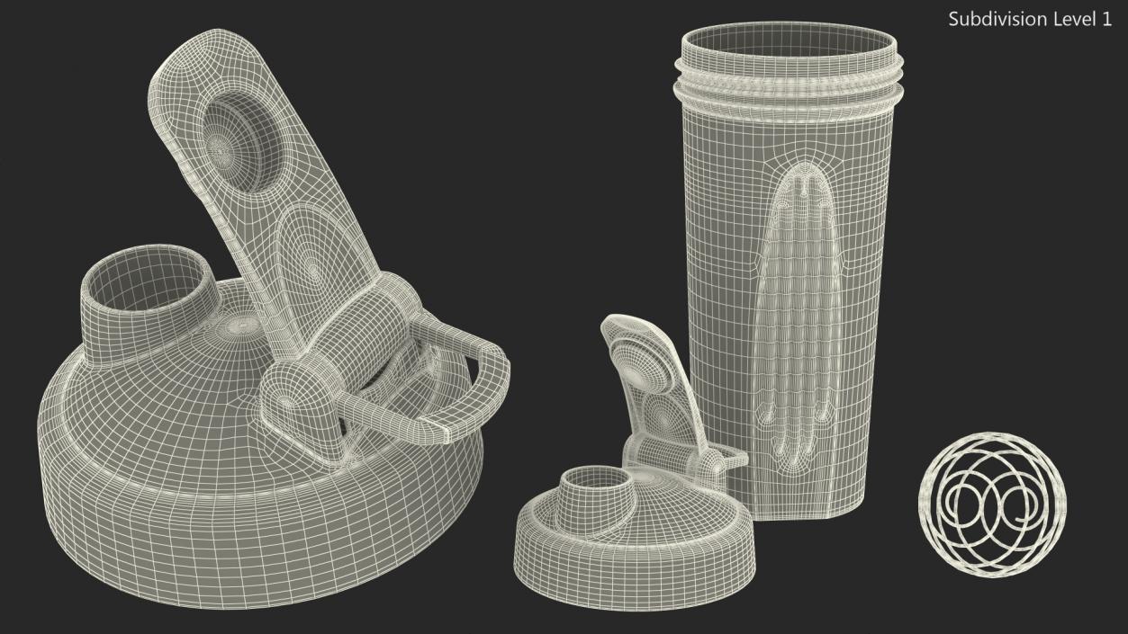 Protein Shaker Bottle Disassembled 3D model