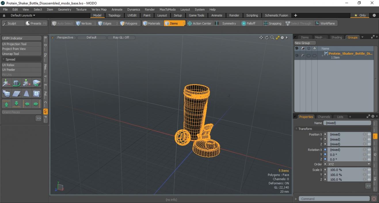 Protein Shaker Bottle Disassembled 3D model