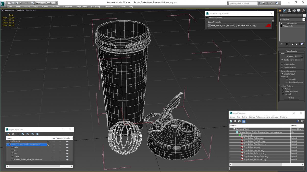 Protein Shaker Bottle Disassembled 3D model