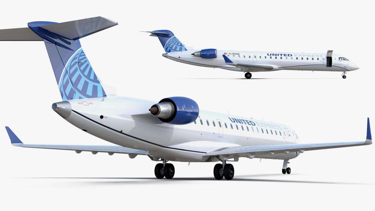 Bombardier CRJ550 Regional Jet United Express Rigged 3D