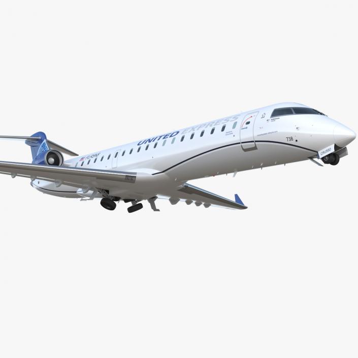 Bombardier CRJ550 Regional Jet United Express Rigged 3D