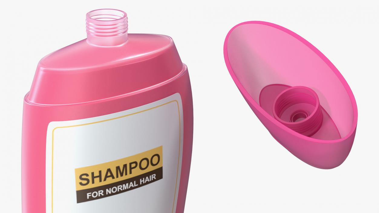 3D Shampoo Bottle Curved Shape Pink 400ml model