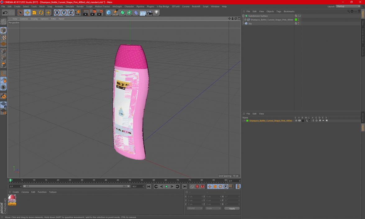 3D Shampoo Bottle Curved Shape Pink 400ml model