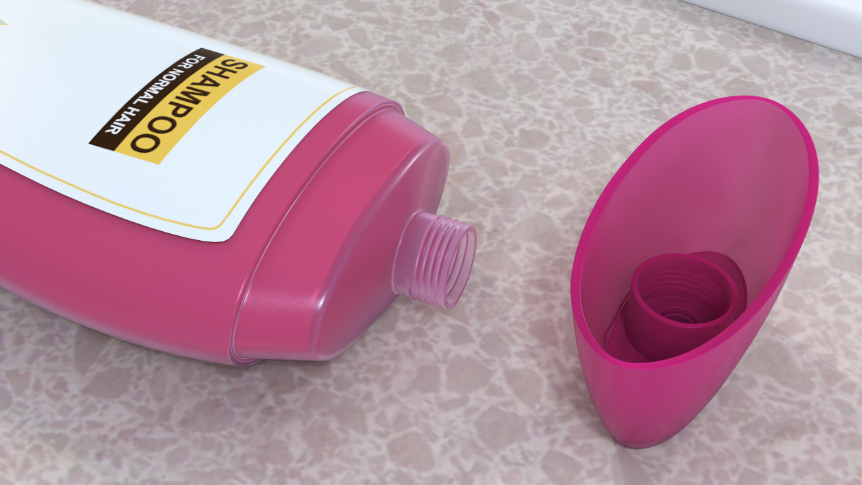 3D Shampoo Bottle Curved Shape Pink 400ml model