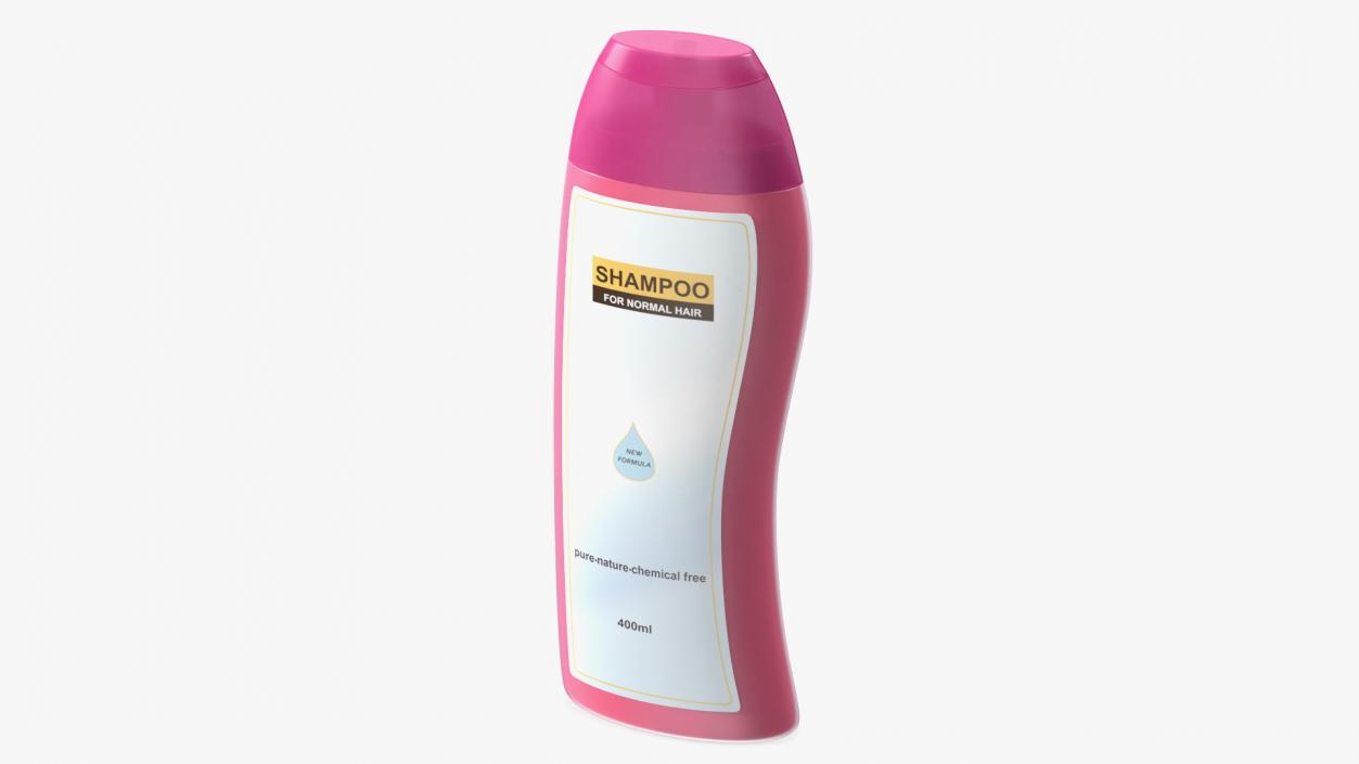 3D Shampoo Bottle Curved Shape Pink 400ml model