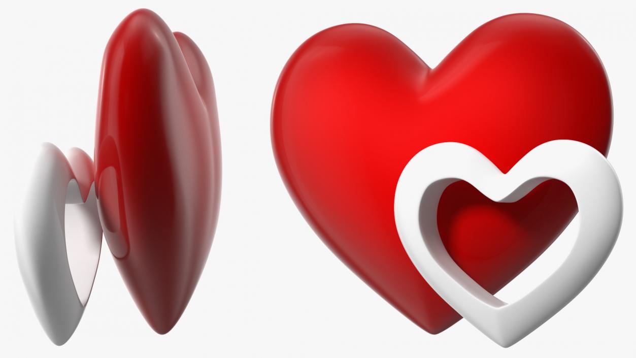 3D model Red and White Hearts