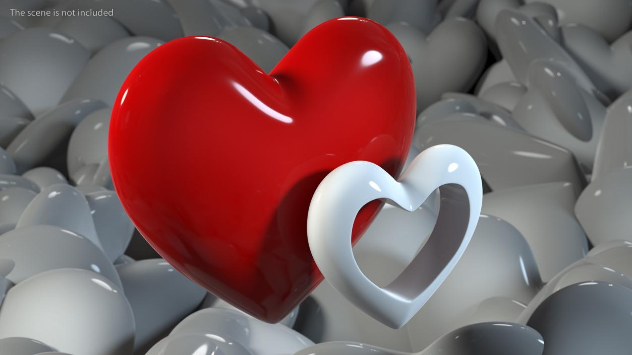 3D model Red and White Hearts