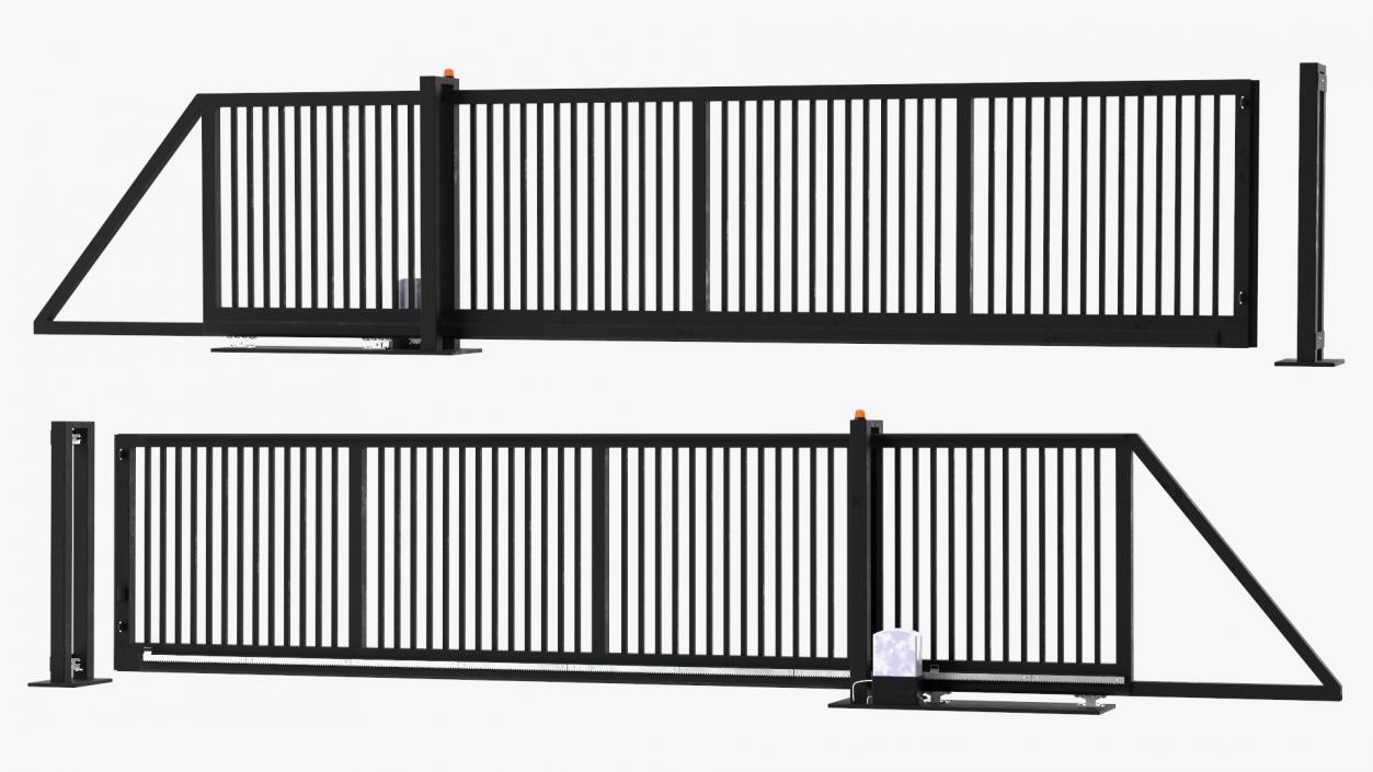 3D Heavy Duty Industrial Gates Black model