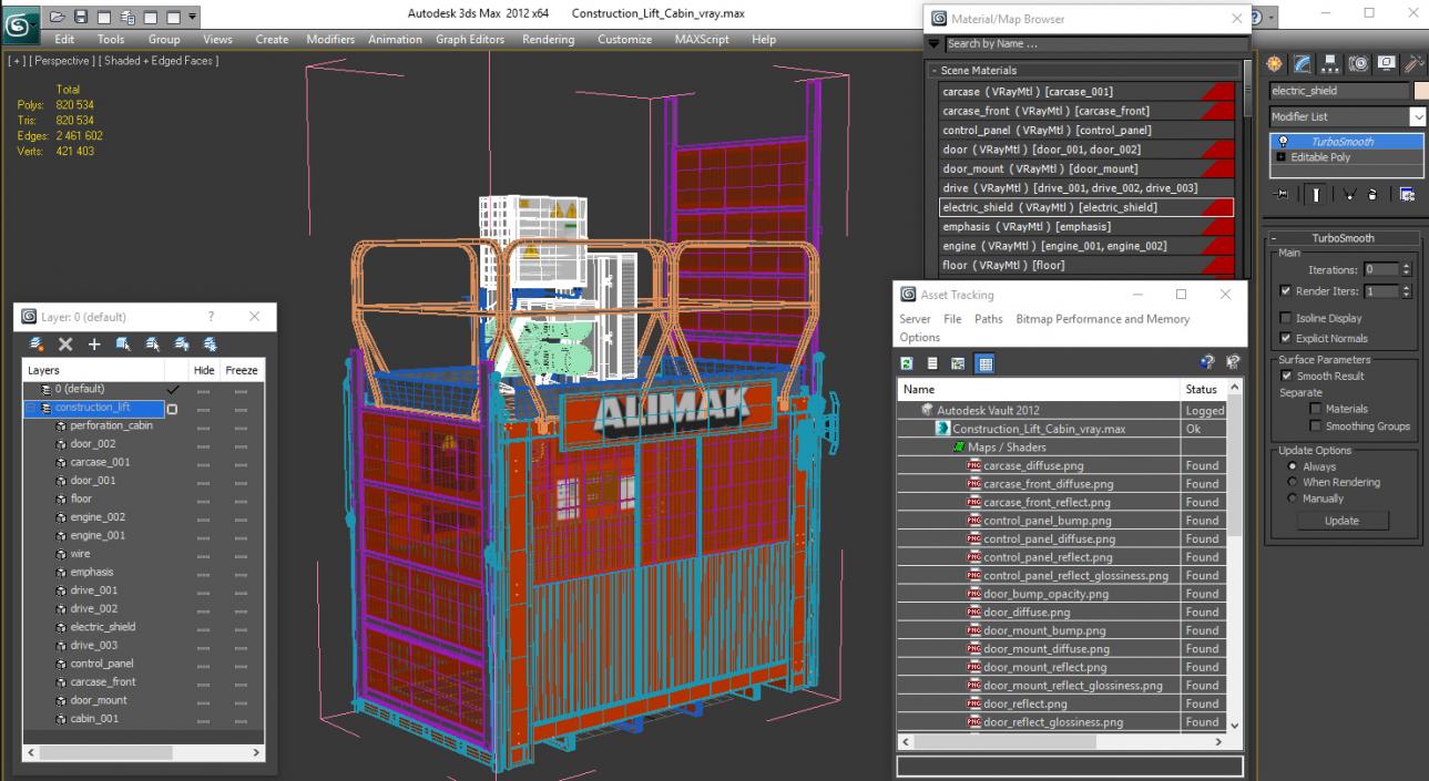 3D Construction Lift Cabin model