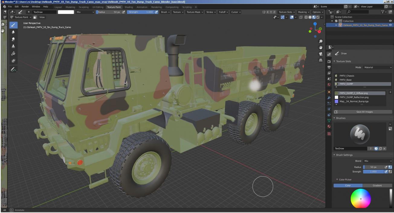 3D model Oshkosh FMTV 10 Ton Dump Truck Camo