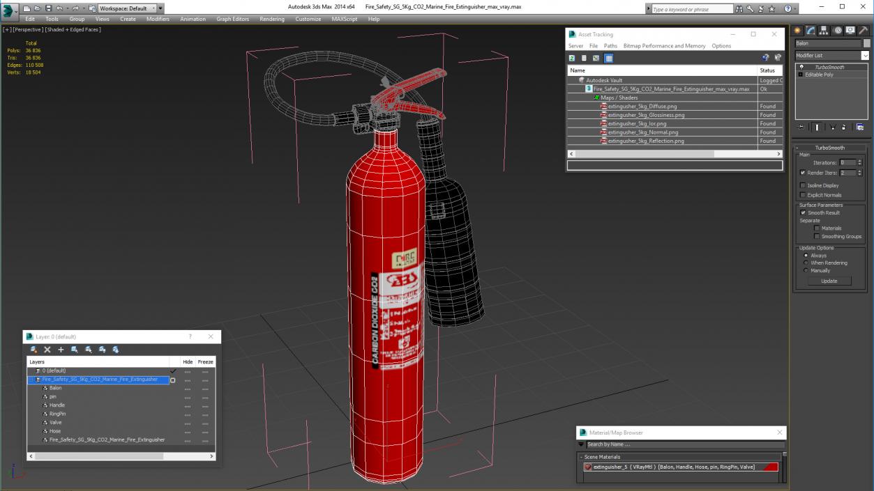 Fire Safety SG 5Kg CO2 Marine Fire Extinguisher 3D