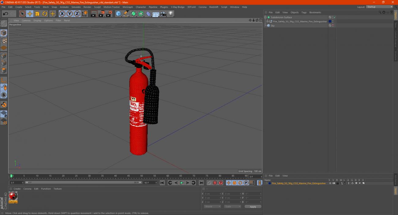 Fire Safety SG 5Kg CO2 Marine Fire Extinguisher 3D