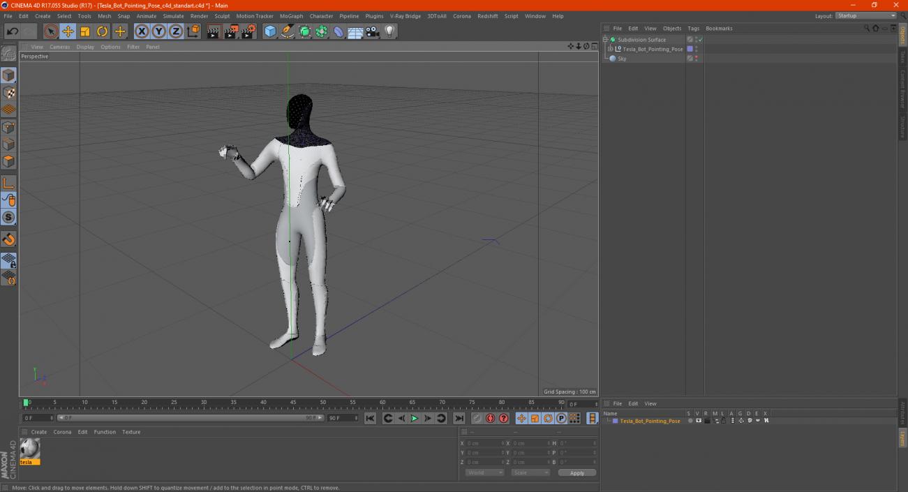 3D Tesla Bot Pointing Pose model