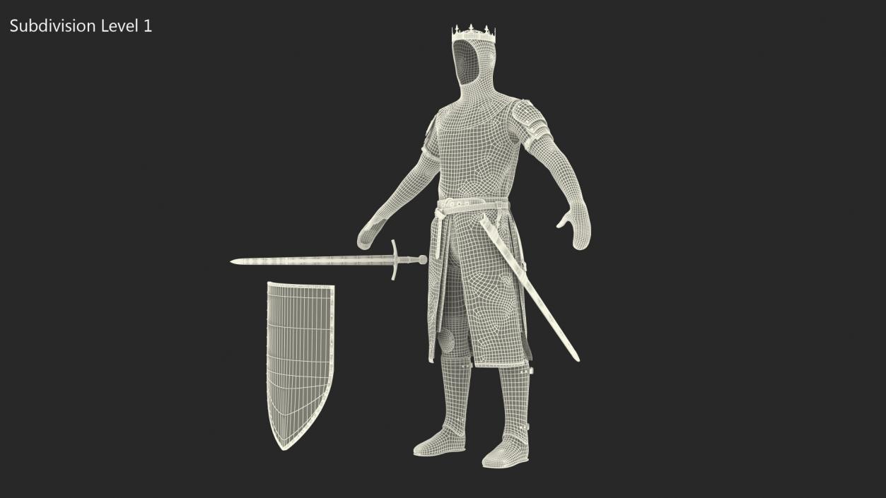 3D model Crusader Knight King Armor Set