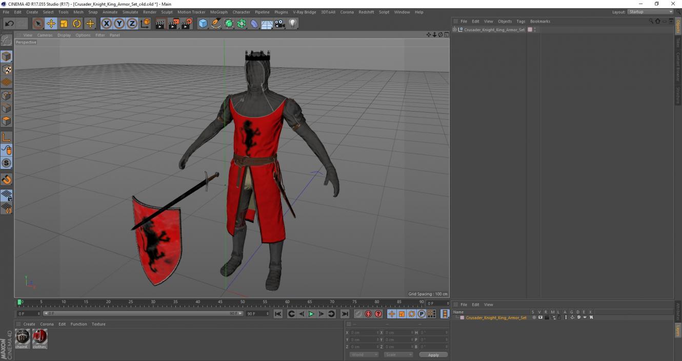 3D model Crusader Knight King Armor Set