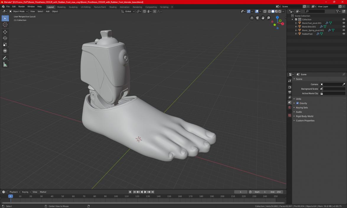 Bionic Prosthesis with Rubber Foot 3D model