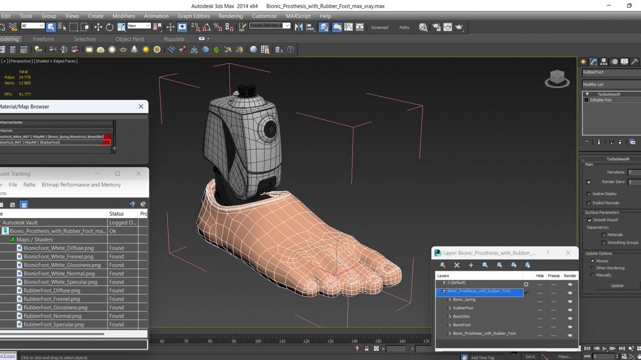 Bionic Prosthesis with Rubber Foot 3D model