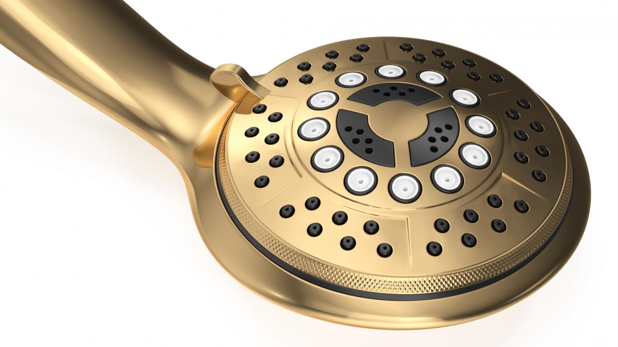 3D Gold Nozzles Dark Handheld Shower Head model