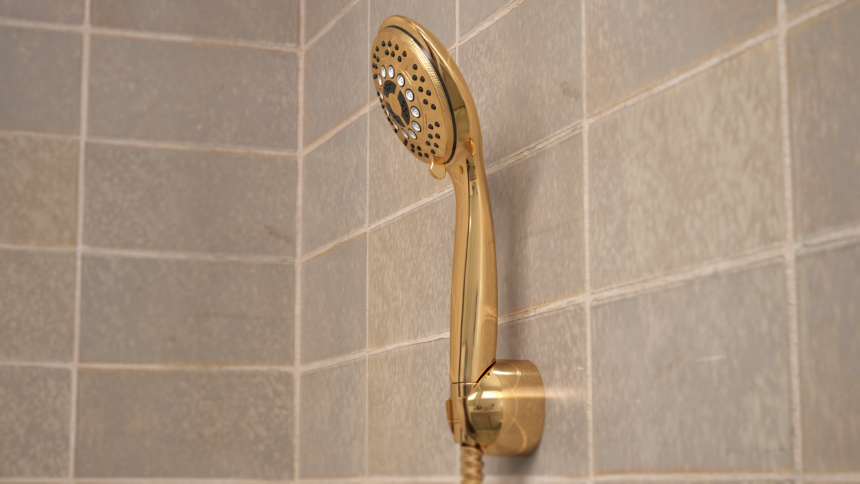 3D Gold Nozzles Dark Handheld Shower Head model