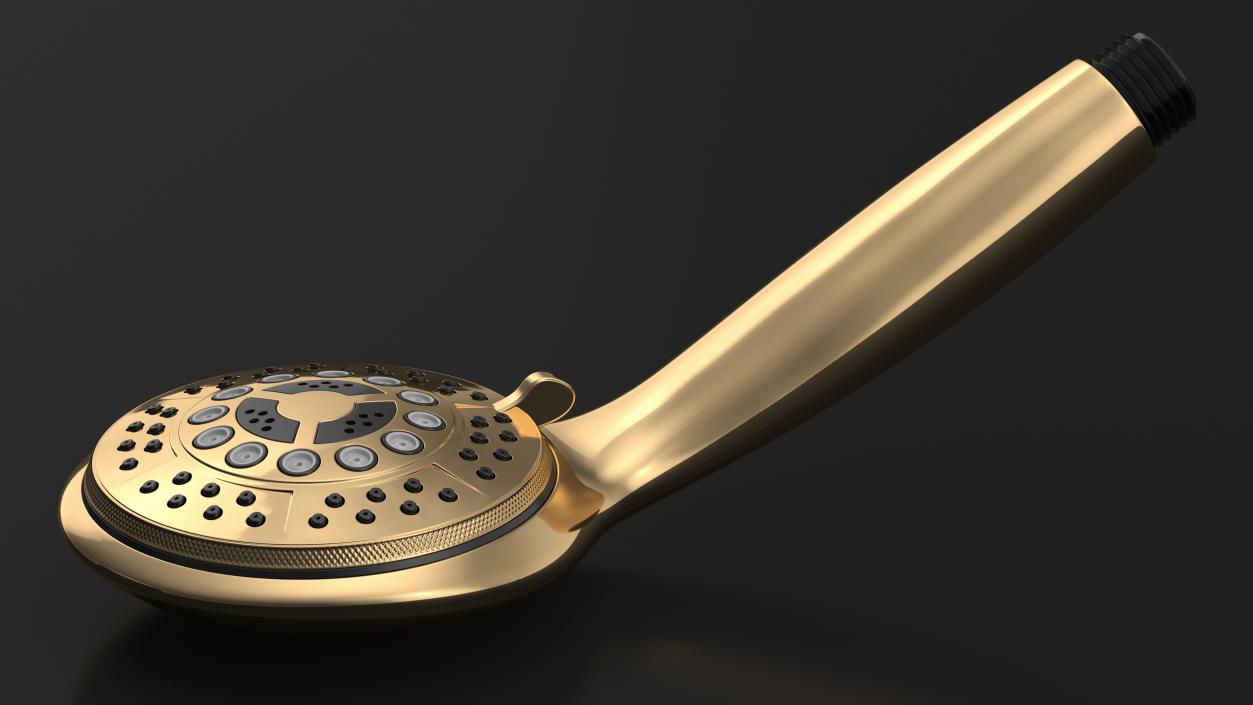 3D Gold Nozzles Dark Handheld Shower Head model